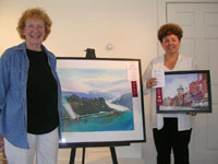 Photo of Pat Fairhead (left) who won Best Use of Medium and Gayle Dempsey (right) who won the Award of Excellence in Acrylic Painting.